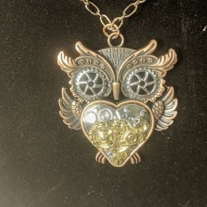 Steampunk Owl done in golf, silver, copr and brass